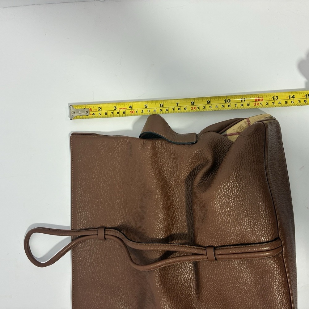 Burberry Leather Haymarket Check Horn Toggle Shoulder Bag Purse Brown Colorway - Picture 15 of 16